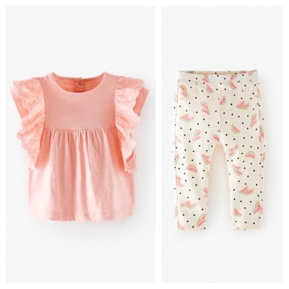 Zara Baby Ruffle Top & Printed Legging Set